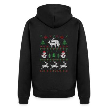 ugly christmas sweater rentiere Hirsche sex Xmas - Unisex Premium Bio Zip Hoodie - Schwarz - Hinten - Nico (187cm)