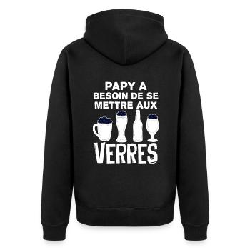Papi a besoin de se mettre aux verres - Veste à capuche bio Premium Unisexe - noir - Dos - Nico (187cm)