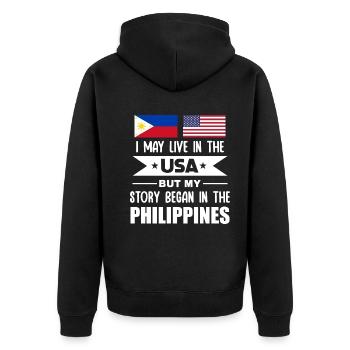 Design für stolze amerikanische Pinoys - Unisex Premium Bio Zip Hoodie - Schwarz - Hinten - Nico (187cm)