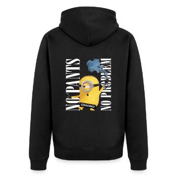 Minions Censored No Pants No Problem - Unisex Premium Organic Zip Hoodie - black - Back - Nico (187cm)
