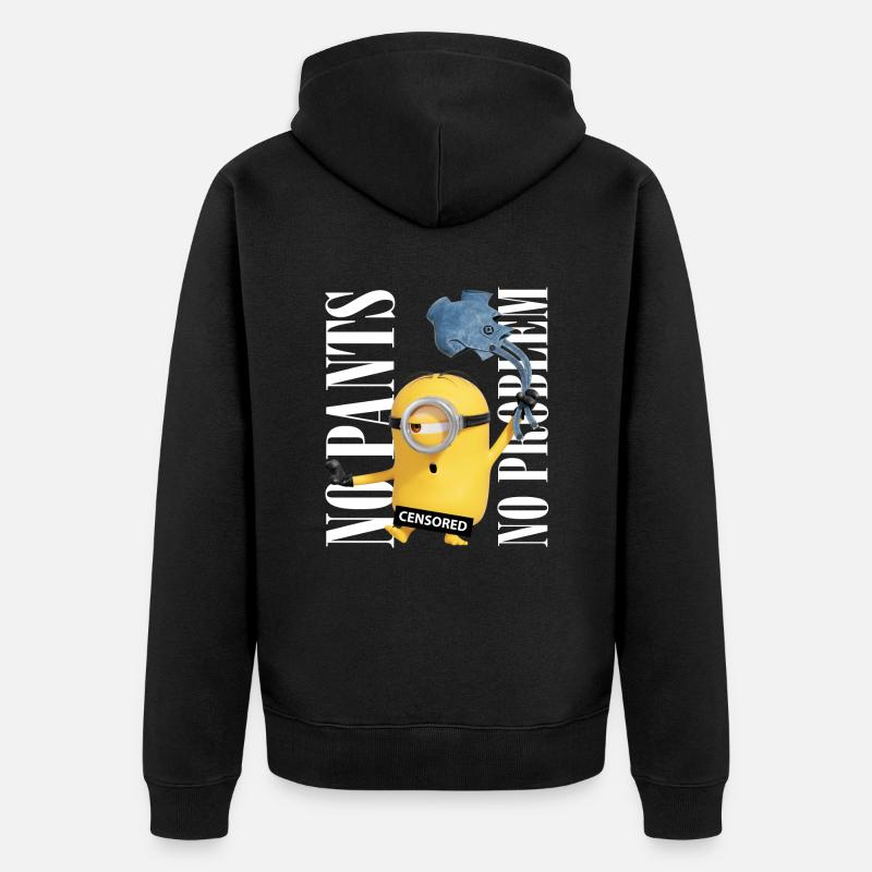 Minions Censored No Pants No Problem - Unisex Premium Bio Zip Hoodie - Schwarz