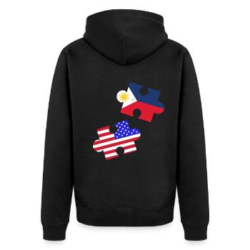 Fil-Am Puzzle Design für stolze Pinoys - Unisex Premium Bio Zip Hoodie - Schwarz - Hinten - Nico (187cm)