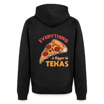 Pizza in Texas Design für stolze Texaner - Unisex Premium Bio Zip Hoodie - Schwarz - Hinten - Nico (187cm)