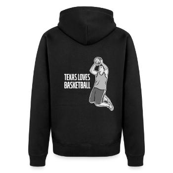 Texas basketball design for proud Texas fans - Unisex Premium Organic Zip Hoodie - black - Back - Nico (187cm)