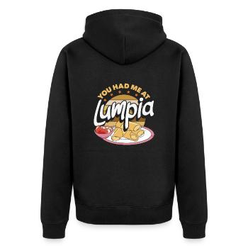 Funny Spring Rolls You Had Me At Lumpia - Unisex Premium Organic Zip Hoodie - black - Back - Nico (187cm)