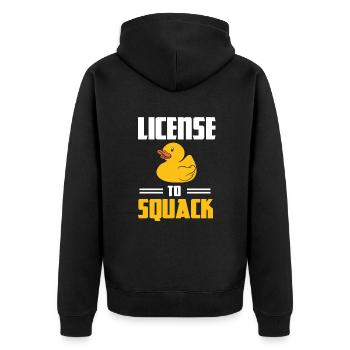 License To Squack Duckling Rubber Duck Yellow Duck - Unisex Premium Organic Zip Hoodie - black - Back - Nico (187cm)