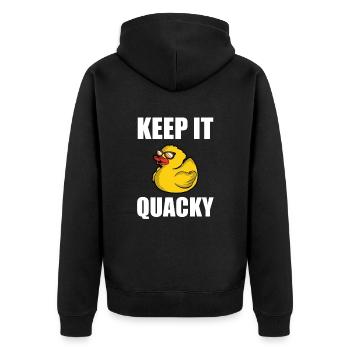 Keep It Quacky - Gummientchen Rubber Duck Duckie - Unisex Premium Organic Zip Hoodie - black - Back - Nico (187cm)