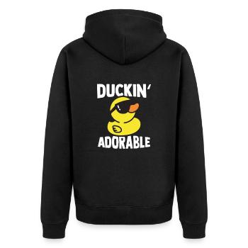 Duckin' Adorable Yellow Duck Rubber Duck Gift - Unisex Premium Organic Zip Hoodie - black - Back - Nico (187cm)