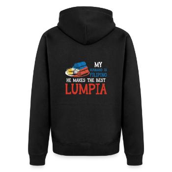Spring Rolls Husband Lumpia - Unisex Premium Organic Zip Hoodie - black - Back - Nico (187cm)