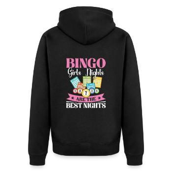 Bingo Card Perfect for Game Nights Women - Unisex Premium Organic Zip Hoodie - black - Back - Nico (187cm)