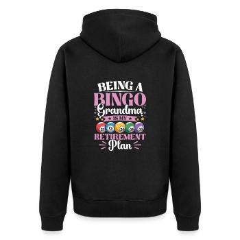 Bingo Granny Gambling Real Bingo Fans Retirement - Unisex Premium Organic Zip Hoodie - black - Back - Nico (187cm)