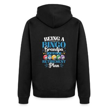 Bingo Grandpa Gambling Real Bingo Fans Retirement - Unisex Premium Organic Zip Hoodie - black - Back - Nico (187cm)