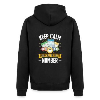 Bingo Champion Keep Calm And Call The Next Number - Unisex Premium Organic Zip Hoodie - black - Back - Nico (187cm)