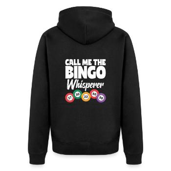 Call Me The Bingo Whisperer - Bingofans Bingo - Unisex Premium Organic Zip Hoodie - black - Back - Nico (187cm)