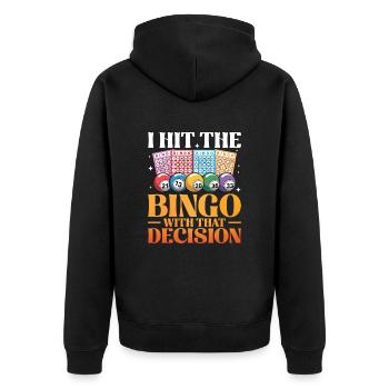 Bingo Fun Gift Bingo Lover - Unisex Premium Organic Zip Hoodie - black - Back - Nico (187cm)