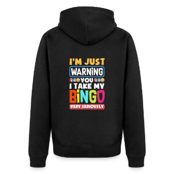 Bingo Bingo Night Bingo Card Bingo Round - Unisex Premium Organic Zip Hoodie - black - Back - Nico (187cm)