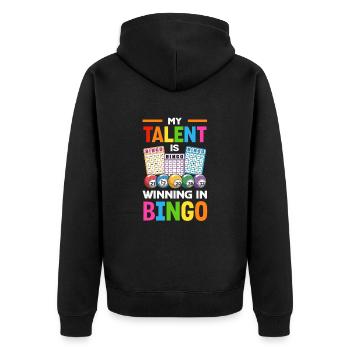 Bingo Gift for Bingo Players Lottery - Unisex Premium Organic Zip Hoodie - black - Back - Nico (187cm)