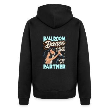 Gesellschaftstanz Tanzpartner Outfit Tänzer Tanzen - Unisex Premium Bio Zip Hoodie - Schwarz - Hinten - Nico (187cm)
