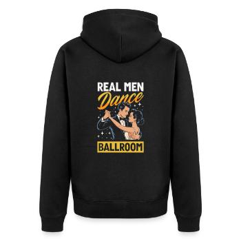 Echte Männer Tanzen Ballroom Gesellschaftstanz - Unisex Premium Bio Zip Hoodie - Schwarz - Hinten - Nico (187cm)