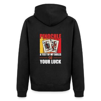 Funny Pinochle Card Player Gift - Unisex Premium Organic Zip Hoodie - black - Back - Nico (187cm)