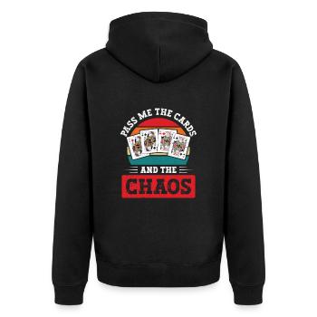 Pinochle Spruch Passez-moi les cartes et le chaos - Veste à capuche bio Premium Unisexe - noir - Dos - Nico (187cm)