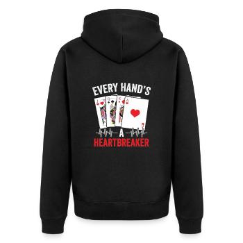 Binochle Heartbeat Pinochle Heartbeat Benoggel - Unisex Premium Organic Zip Hoodie - black - Back - Nico (187cm)