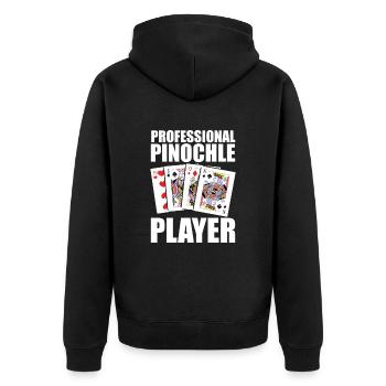 Professional Pinochle Player Tournament Card Game - Unisex Premium Organic Zip Hoodie - black - Back - Nico (187cm)