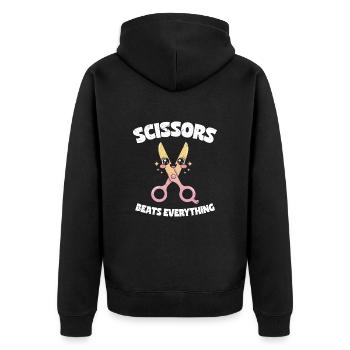 Scissors Beat Everything Scissors Stone Paper Gift - Unisex Premium Organic Zip Hoodie - black - Back - Nico (187cm)