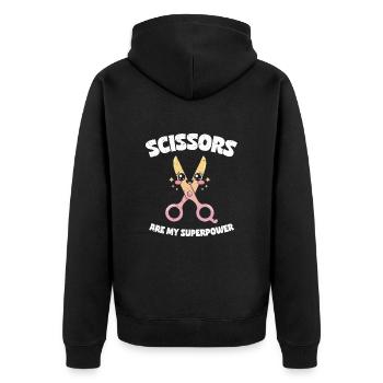 Les ciseaux sont mon superpouvoir - Ciseaux Stone Paper - Veste à capuche bio Premium Unisexe - noir - Dos - Nico (187cm)