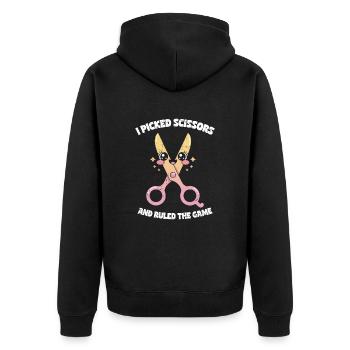 Picked Scissors Ruled Game - Scissors Stone Paper - Unisex Premium Organic Zip Hoodie - black - Back - Nico (187cm)