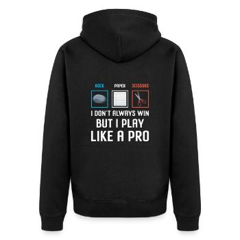 Scissors Stone Paper Professional Winner - Unisex Premium Organic Zip Hoodie - black - Back - Nico (187cm)