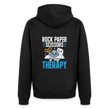 Rock Paper Scissors est ma thérapie - Veste à capuche bio Premium Unisexe - noir - Dos - Nico (187cm)