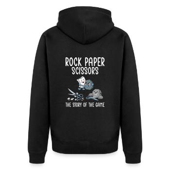 Schere Stein Papier Die Geschichte Des Spiels - Unisex Premium Bio Zip Hoodie - Schwarz - Hinten - Nico (187cm)