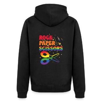 Scissors Stone Paper Men Women Rainbow - Unisex Premium Organic Zip Hoodie - black - Back - Nico (187cm)