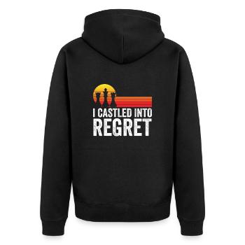 Schachfigur Turm Lustiges Schachspiel Schachclub - Unisex Premium Bio Zip Hoodie - Schwarz - Hinten - Nico (187cm)