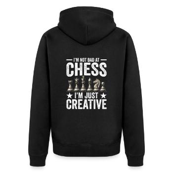 Strategy Game Chess - Bad In Chess Creative - Unisex Premium Organic Zip Hoodie - black - Back - Nico (187cm)