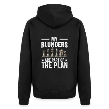 Chess Quote - My Blunders Are Part Of The Plan - Unisex Premium Bio Zip Hoodie - Schwarz - Hinten - Nico (187cm)