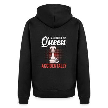 Perfect Chess Queen Equipment Chessmen - Unisex Premium Organic Zip Hoodie - black - Back - Nico (187cm)