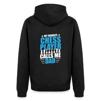 Schach Vater Schachspieler Papa Kinder Sohn - Unisex Premium Bio Zip Hoodie - Schwarz - Hinten - Nico (187cm)