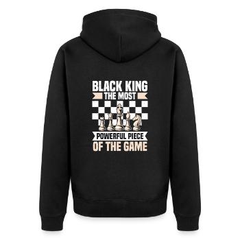 Schachfigur König Schachclub Schach - Unisex Premium Bio Zip Hoodie - Schwarz - Hinten - Nico (187cm)