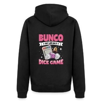 Jeux de dés Bunco Life - Veste à capuche bio Premium Unisexe - noir - Dos - Nico (187cm)