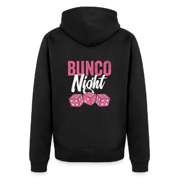 Bungo Nacht Spielabend Würfeln - Unisex Premium Bio Zip Hoodie - Schwarz - Hinten - Nico (187cm)