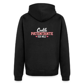 Patentante - Unisex Premium Bio Zip Hoodie - Schwarz - Hinten - Nico (187cm)