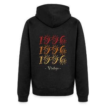 1996 vintage - Unisex Premium Organic Zip Hoodie - black - Back - Nico (187cm)