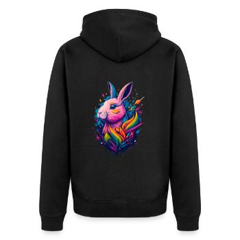 Illustration of a rabbit - Unisex Premium Organic Zip Hoodie - black - Back - Nico (187cm)
