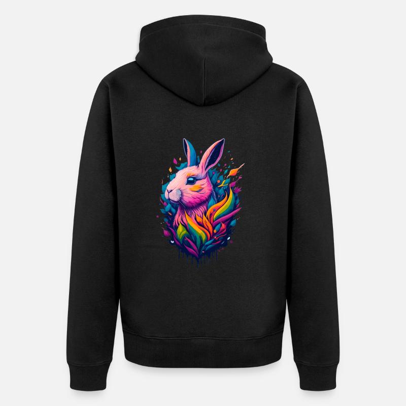 Illustration d’un lapin - Veste à capuche bio Premium Unisexe - noir
