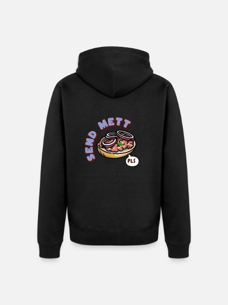 Send Mett Brötchen Please - Unisex Premium Bio Zip Hoodie - Schwarz