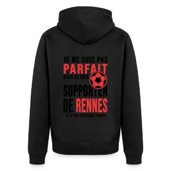 supporter foot Rennes club humour football rennais - Veste à capuche bio Premium Unisexe - noir - Dos - Nico (187cm)