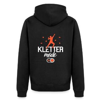 Bouldern Klettern Boulder Bergsteiger Kletterer - Unisex Premium Bio Zip Hoodie - Schwarz - Hinten - Nico (187cm)