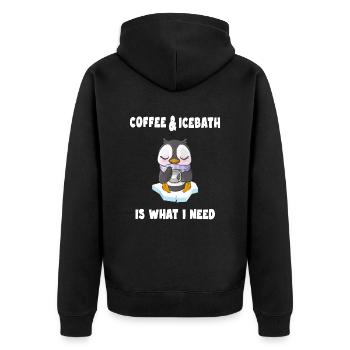 eisbader eisbademeister braucht eisbad und kaffee - Unisex Premium Organic Zip Hoodie - black - Back - Nico (187cm)